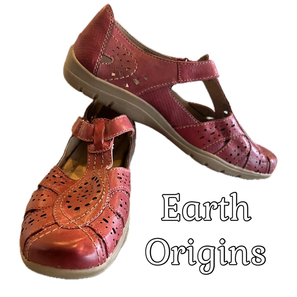 Earth Origins Women's Red Burgundy Mary Jane Flats 10M Rapid Tatum